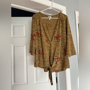 Fig and Flower Tan Knit Top
